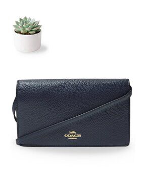 Coach Navy and Gold Pebbled Leather Crossbody
